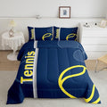Feelyou Kids Tennis Comforter Set Full Size Tennis Sports Bedding Set for Boys Girls Teens Bedroom Decor Tennis Gaming Comforter Blue Yellow Tennis Lovers Duvet Set with 2 Pillow Case