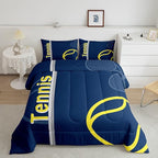 Feelyou Kids Tennis Comforter Set Twin Size Tennis Sports Bedding Set for Boys Girls Teens Bedroom Decor Tennis Gaming Comforter Blue Yellow Tennis Lovers Duvet Set with 1 Pillow Case