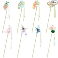 inSowni 8 Pieces Retro Asian Chinese Traditional Hanfu Gold Metal Fan Lotus Flower Butterfly Hair Pins with Bead Pendants Long Hair Sticks Forks Bun Updo Holders Hairpins for Women Girls (8PCS S6)