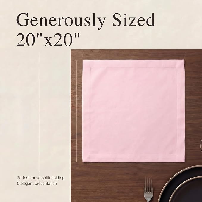 Urban Villa Cloth Napkins Cotton 20x20 (Set of 12) Pink