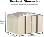 Outdoor Sheds 10FT x 8FT Outdoor Storage Metal Anti-Corrosion Utility Tool House with Lockable Door & Shutter Vents Outdoor Waterproof Garden Tool Storage Sheds with Metal Foundation