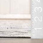 nuLOOM Malena Tribal Bordered Machine Washable Ultra Thin Area Rug, 6' x 9', Light Grey