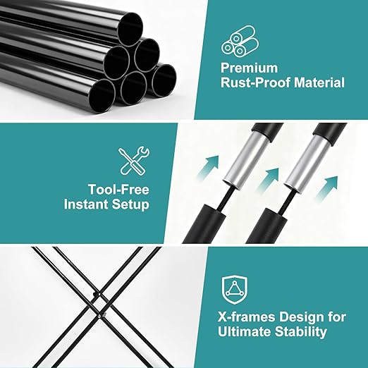Trash Bag Holder Stand, Heavy Duty Foldable Metal Garbage Bag Frame Fits 30-50 Gallon, Portable Yard Leaf Bag Holder for Lawn Cleanup, Camping, Weeding, Parties
