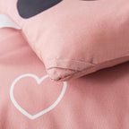 Love Pattern Girls Pink Comforter Set King Size, Cameo Brown Cute Love Heart Sexy Comforter Bedding Set for All Seasons, Soft Microfiber 3 Pieces Comforter Set with Pillowcases