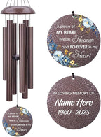Personalized Sympathy Wind Chimes, Sympathy Gifts for Loss of Mom, Windchimes in Memory of a Loved One, Commemorative Sympathy Bereavement Gifts for Condolences/Funeral (36 inch)