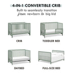 Carter's by DaVinci Colby 4-in-1 Low-Profile Convertible Crib in Light Sage, Greenguard Gold Certified