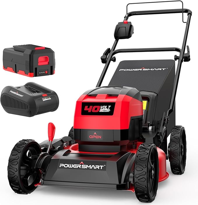PowerSmart 40V 17" Cordless Lawn Mower with 4.0Ah Battery and Charger, Brushless Motor, up to 1/8 Acre, 3-in-1 (MB2418A)
