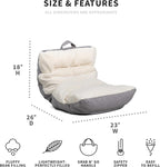 Big Joe Roma Kid's Bean Bag Chair, Oat Sherpa and Graphite, Vegan Suede, 2 feet
