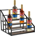 Coffee Syrup Organizer Rack, Liquor Bottle Display Shelf, Spice Racks, 4-Tier 16 Syrup Bottles Holder Stand for Coffee Bar Kitchen Small Wine Rack for Bar Family Storage for Syrup Wine Dressing