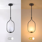 Globe Pendant Light, Modern Bubble Chandelier and Hand Blown Glass Chandelier with Black Finish Adjustable Rods for Kitchen Island Dinning Room Bedroom Living Room Home Owners