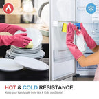 DABOGOSA Mamison 2 Pairs Reusable Waterproof Household Dishwashing Cleaning Rubber Gloves, Non-Slip Kitchen Glove (Pink, Medium (Pack of 2))