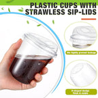 Ziliny 50 Sets Clear Plastic Coffee Cups with Sip Lids, Disposable Plastic PET Crystal Cups for Iced Coffee, Smoothie, Cold Beverage, Drink Shops and Party Catering(Clear,14 oz)