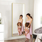 36x72inch Bathroom Mirror, Gold Rectangle Mirror with Thin Metal Frame, Large Rectangular Wall Mirrors for Bathroom, Living Roomm, Hair Salon, Big Farmehouse Mirror Hang Horizontal/Vertical