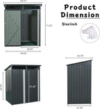 Favfurish 5 x 3 FT Outdoor Storage Shed, Metal Versatile Garden Shed with Lockable Door, Transparent Plate, Air Vents, Waterproof Storage House Tool Shed for Backyard Patio Lawn, Black