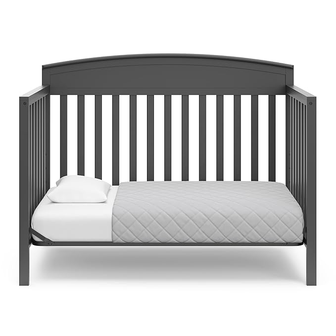 Graco Benton 5-in-1 Convertible Crib (Gray) – GREENGUARD Gold Certified, Converts from Baby Crib to Toddler Bed, Daybed and Full-Size Bed, Fits Standard Full-Size Crib Mattress