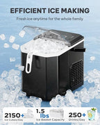 Silonn Ice Maker Countertop, Portable Ice Machine with Carry Handle, Self-Cleaning Ice Makers with Basket and Scoop, 9 Cubes in 6 Mins, 26 lbs per Day, Ideal for Home, Kitchen, Camping, RV