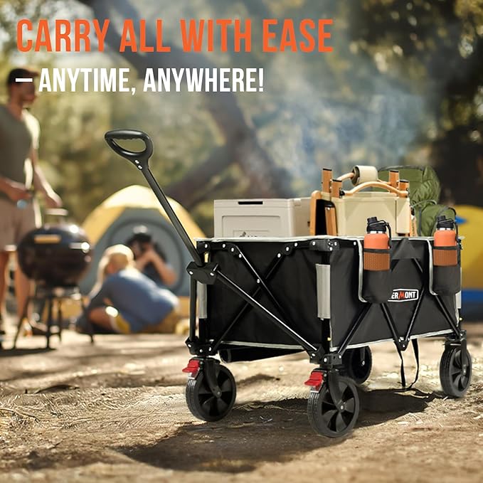 Overmont 150L Wagons Carts Foldable - Large Capacity Folding Collapsible Wagon Cart for Grocery Camping Utility Gardening Sports Travelling- 330lbs Load