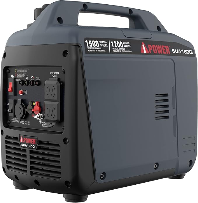 A-iPower 1500 Watt Portable Quiet Inverter Generator Gas Powered, Small Ultra Lightweight Quiet Generator for Camping, Tailgating, Home Backup, Emergency, EPA & CARB Compliant, CO Sensor (SUA1500i)