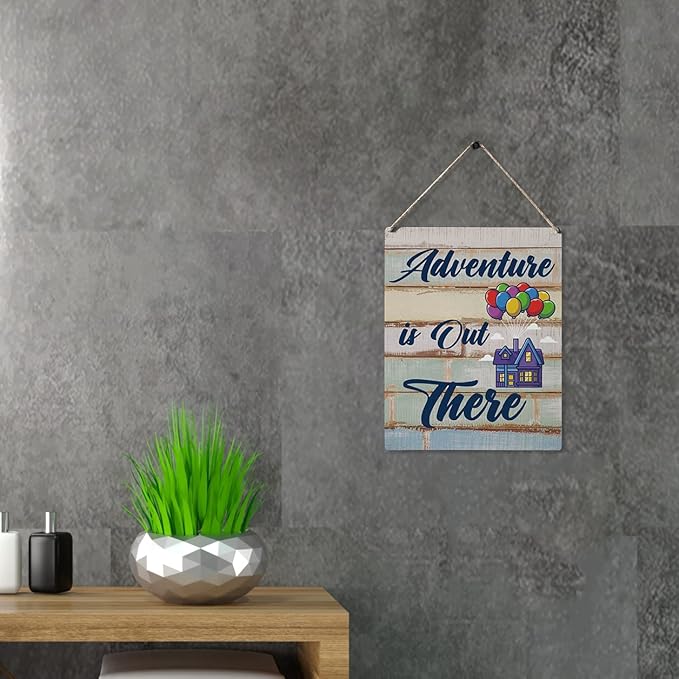 Qious Inspirational Signs Gift Farmhouse Adventure is Out There Wooden Hanging Sign Rustic Art Wall Home Living Room Bedroom Kitchen Decoration 10 x 8 Inches
