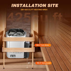 Mxmoonant Sauna Heater, 9KW 220V Electric Sauna Heaters Digital Control Sauna Stove Dry Steam Sauna Bath for Home Hotel Spa Max. 425 Cu.ft with Sauna Hygrothermograph