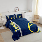 Feelyou Kids Tennis Comforter Set Full Size Tennis Sports Bedding Set for Boys Girls Teens Bedroom Decor Tennis Gaming Comforter Blue Yellow Tennis Lovers Duvet Set with 2 Pillow Case