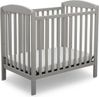 Delta Children Emery Mini Convertible Baby Crib & Twinkle Stars 3-Inch Waterproof Mini Crib Mattress, Grey