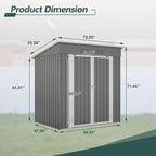 6x4 FT Outdoor Metal Storage Shed with Frame Floor & Sloping Roof, Lockable Double Door, Weatherproof Steel Garden Shed for Tools, Lawn Equipment & Patio Supplies
