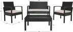SAFAVIEH Outdoor Collection PAT7507 Conversation Set, Black/Light Grey