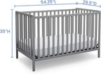 Delta Children Heartland 4-in-1 Convertible Crib Infant Changing Table with Pad + Serta Perfect Start Crib Mattress, Grey