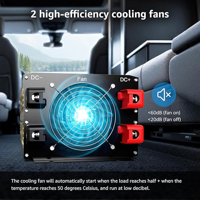 XWJNE 4000W Pure Sine Wave Power Inverter 12V DC to 120V AC Converter with LED Display and Remote Controller for Home, RV, Truck, Off-Grid Solar Power
