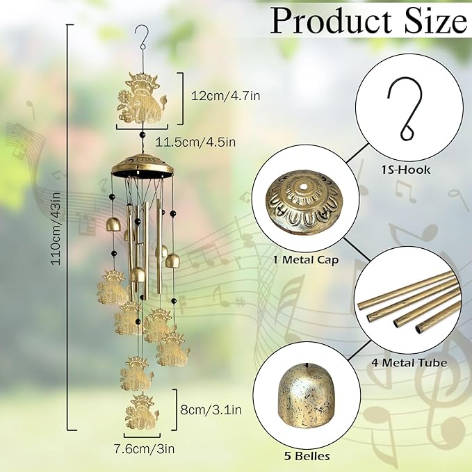Highland Cow Wind Chimes for Outside,Metal Highland Cow Decor Windchimes Indoor/Outdoor Garden Patio Yard Home Decoration,Gifts for Men Women,Mom Grandma Wife Friends Birthday, Sympathy Memorial