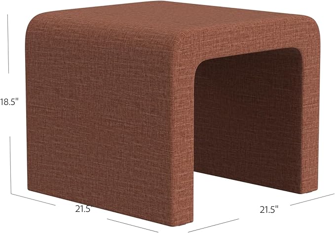 Modern Channel Rust Chenille Foot Stools Ottoman Home Décor, Soft Ottoman Foot Rest Chair for Bedroom and Living Room, Vanity Chair and Stool in Dressing Area, and Lounge (Rust Chenille)