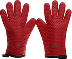 KITCHEN PERFECTION Silicone Smoker BBQ Gloves - Heat Resistant Oven Mitts | Waterproof, 5-Finger Design For A Better Grip, for Pitmasters, Meat Smoking, Grilling, Cooking, Frying Turkey | Grill Gift
