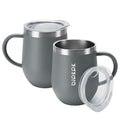 BJPKPK 2PCS Insulated Coffee Mug with Lid, 12oz Stainless Steel Tumbler | Travel Coffee Mug with Handle, Vacuum Insulated Tumbler Cup for Camping, Office, Home, BPA Free Lid, Hot & Cold