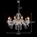 LIUMANG Modern Elegant 10 Lights K9 Crystal Glass Chandelier Pendant Ceiling Lighting European Style for Dining Living Room Bedroom Transparent, 10 E12 Bulbs Required