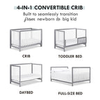 Carter's by DaVinci Colby 4-in-1 Low-Profile Convertible Crib in Grey and White, Greenguard Gold Certified