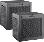 Outdoor Storage Box, Resin Deck Boxes Indoor and outdoor, Waterproof Storage Box Lockable Lid (Black, 35 Gallon-2 Pack)