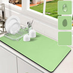 Dish Drying Mat for Kitchen Counter, Pad with Rubber Backed(Green,17x 31.5) | Hide Stain Anti Absorbent for Kitchen Counter, Non-slip Drying Mat for Coffee Machine Dish Rack
