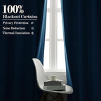 Room Divider Curtains Screen Partitions, Linen Look 100% Blackout Drapery 84 Inches Long, 120" Wide Pinch Pleated Window Drapes, Privacy Protecting, Light Blocking, (1 PC, Blue)