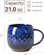 Ocean Surge Ceramic Coffee Mug - 21 oz Unique Reactive Glaze Coffee Cup with Large Handle, Aesthetic Cute Mug for Men Women Office Gift Set
