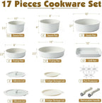 SENSARTE 17 Piece Nonstick Detachable Handle Pots and Pans Set White | Removable Handle Cookware Set, Induction Cookware Set with Removable Handle, Healthy Non Stick for RV, Dishwasher ＆ Oven Safe