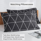 Black & White Comforter Bed in a Bag Queen for Kids Adults, 3Pcs Reversible Geometric Bedding Set with 2 Pillow Shams for All Seasons (Queen,90x90inches)