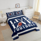 Feelyou Rugby Sports Bedding Set Twin Size Football Comforter Set for Kids Boys Girls Decor Soccer Ball Game Comforter Microfiber American Football Player Duvet Set Bedroom Quilt Set