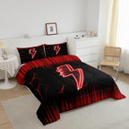 Feelyou Game Flash Bedding Set Twin Size Boys Girls Ombre Comforter Set for Kids Honeycomb Comforter Red Black Duvet Set Room Decor Quilt Set