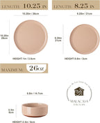MALACASA Plates and Bowls Sets, 12 Pieces Modern Stoneware Dinnerware Set for 4 Kitchen Dinner Set Ceramic Dishware Dishes Set Microwave and Dishwasher Safe, Pink, Series TARA
