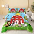 Farm Animals Comforter,Farmhouse Comforter Set for Kids Teens Girls Boys,Cartoon Animals 3Pcs Bedding Set Printed Comforter with 2 Pillowcases,Down Alternative,Soft and Lightweight，Queen Size