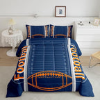 Feelyou Football Bedding Set Twin Size Sports Comforter Set for Kids Boys Girls Decor Soccer Ball Game Comforter Microfiber American Football Duvet Set Bedroom Quilt Set