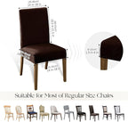 MOSAYT 100% Waterproof Dining Room Chair Covers Set of 6, Super Fit Stretch Jacquard Parson Chairs Slipcovers Removable Washable Chair Seat Protectors for Home, Kitchen, Banquet (Chocolate)