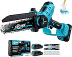 Mini Chainsaw Cordless - DECERK Brushless 6 Inch Electric Chain Saw, Portable Left Handheld Chainsaw Battery Powered for Tree, Branch, Wood, Best Gift Saw Tools for Household & Garden, Men Dad Husband
