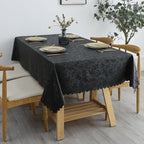 Smiry Rectangle Waterproof Heavy Duty Vinyl Tablecloths, 70 x 90 Inch | Wipeable Washable Floral Embossed Table Cover for Kitchen and Dining Room, Indoor & Outdoor Use, Black